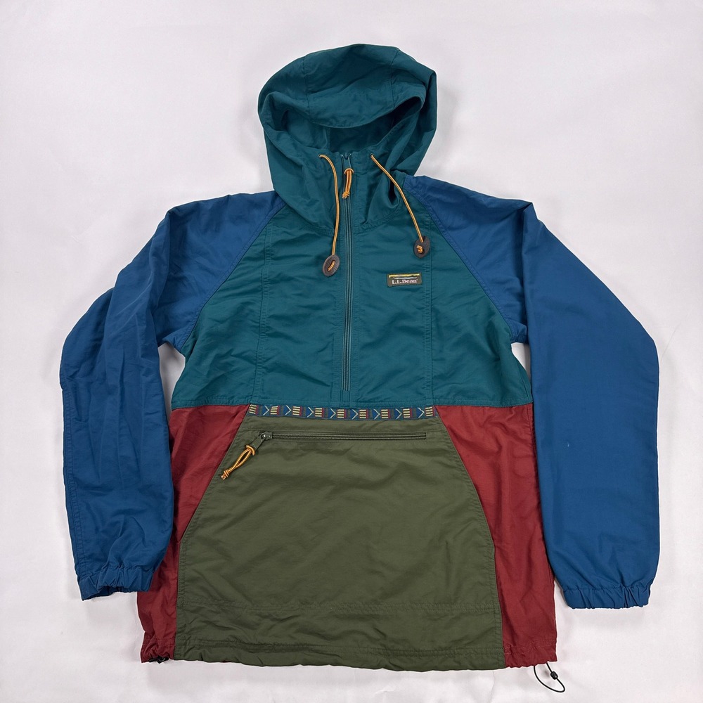 LL Bean Mountain Classic Anorak Jacket Womens XS Multi Color Retro Windbreaker